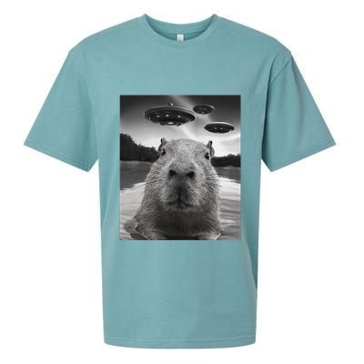 Funny Graphiccapybara Selfie With Ufos Weird Sueded Cloud Jersey T-Shirt