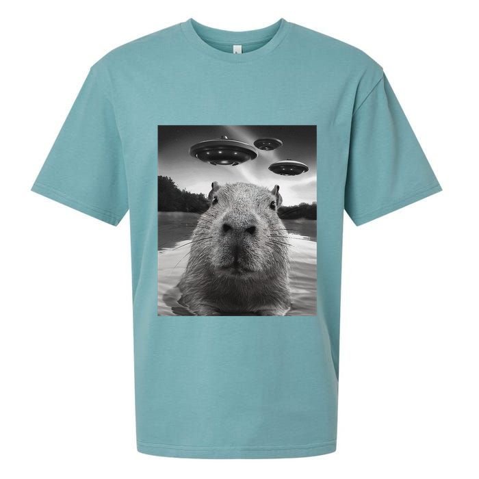 Funny Graphiccapybara Selfie With Ufos Weird Sueded Cloud Jersey T-Shirt