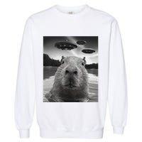 Funny Graphiccapybara Selfie With Ufos Weird Garment-Dyed Sweatshirt