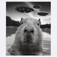 Funny Graphiccapybara Selfie With Ufos Weird Garment-Dyed Sweatshirt