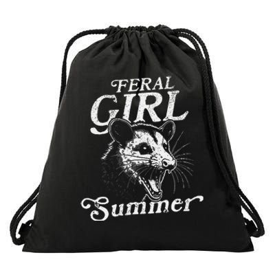 Feral Girl Summer Wild Opossum Fun Drawstring Bag