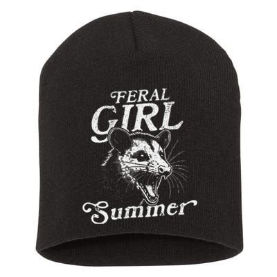 Feral Girl Summer Wild Opossum Fun Short Acrylic Beanie