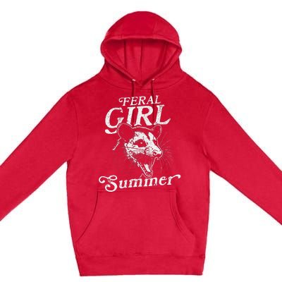 Feral Girl Summer Wild Opossum Fun Premium Pullover Hoodie