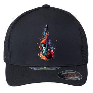 Fans Guitars Splash Art Artistic Colorful Vegetation Flexfit Unipanel Trucker Cap