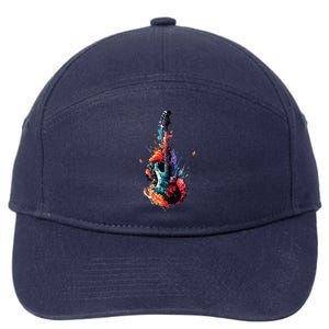 Fans Guitars Splash Art Artistic Colorful Vegetation 7-Panel Snapback Hat