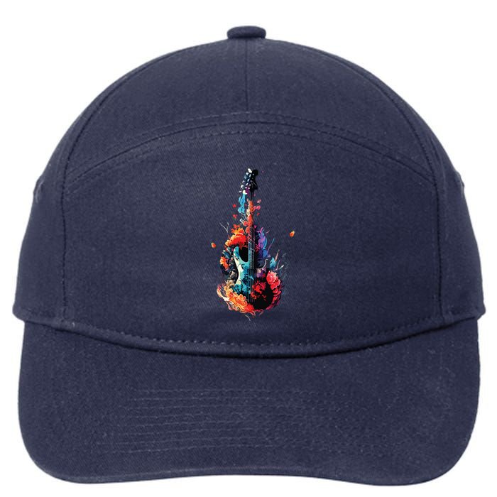 Fans Guitars Splash Art Artistic Colorful Vegetation 7-Panel Snapback Hat