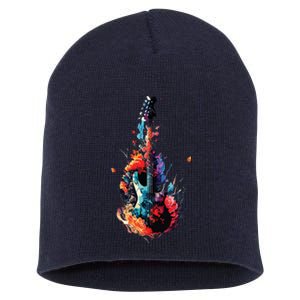 Fans Guitars Splash Art Artistic Colorful Vegetation Short Acrylic Beanie