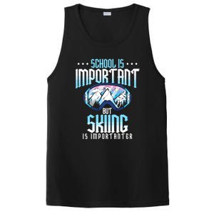 Funny Goggles School Is Important But Skiing Is Importanter Gift For Skier PosiCharge Competitor Tank