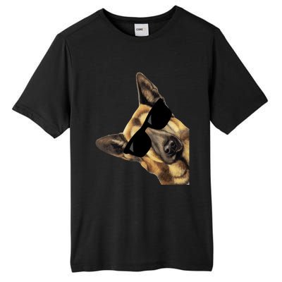 Funny Ger Shepherd Dog With Sunglasses Gift Tall Fusion ChromaSoft Performance T-Shirt