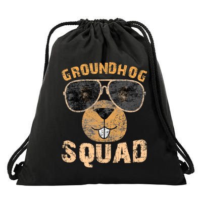 Funny Groundhog Squad Happy Groundhog Day 2024 Drawstring Bag