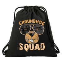 Funny Groundhog Squad Happy Groundhog Day 2024 Drawstring Bag