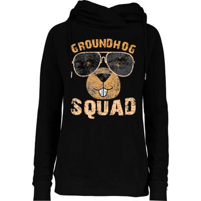 Funny Groundhog Squad Happy Groundhog Day 2024 Womens Funnel Neck Pullover Hood