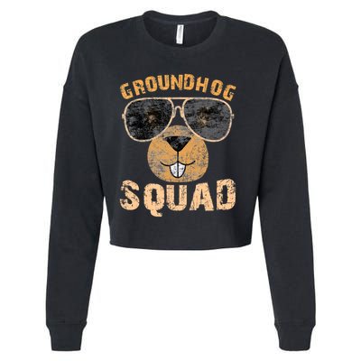 Funny Groundhog Squad Happy Groundhog Day 2024 Cropped Pullover Crew