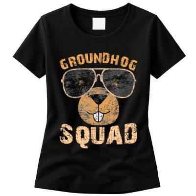 Funny Groundhog Squad Happy Groundhog Day 2024 Womens T-Shirt