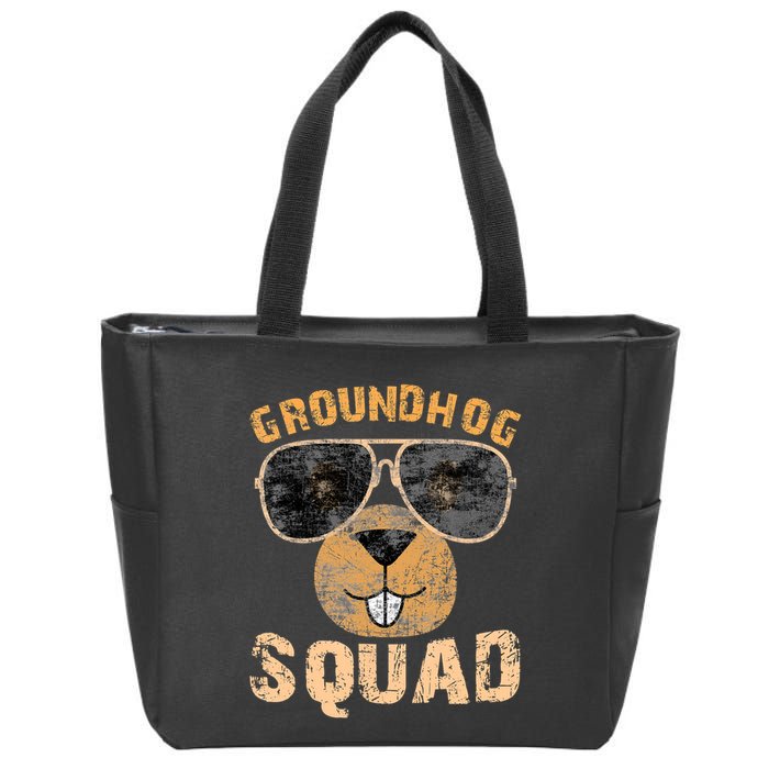 Funny Groundhog Squad Happy Groundhog Day 2024 Zip Tote Bag