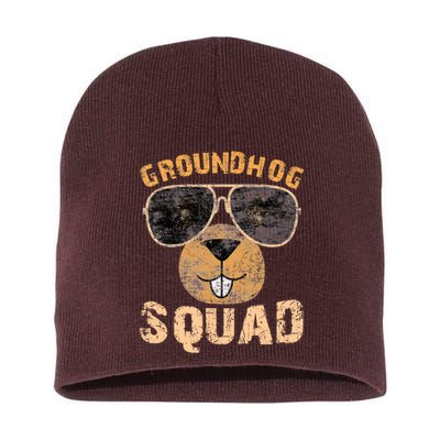 Funny Groundhog Squad Happy Groundhog Day 2024 Short Acrylic Beanie