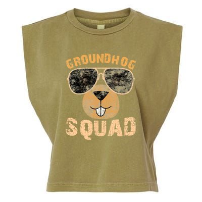 Funny Groundhog Squad Happy Groundhog Day 2024 Garment-Dyed Women's Muscle Tee