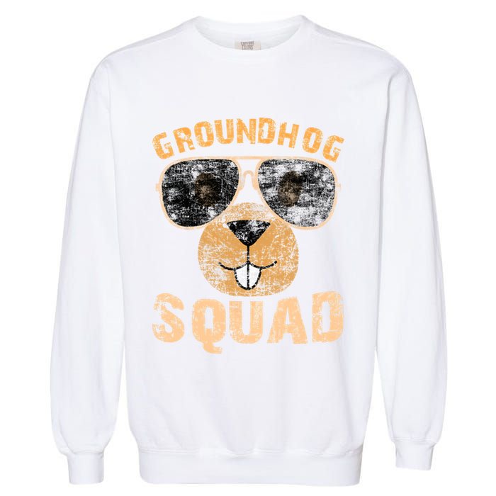 Funny Groundhog Squad Happy Groundhog Day 2024 Garment-Dyed Sweatshirt