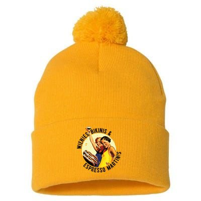 Fun Girl Summer Essentials Wienies Bikinis Espresso Martinis Pom Pom 12in Knit Beanie
