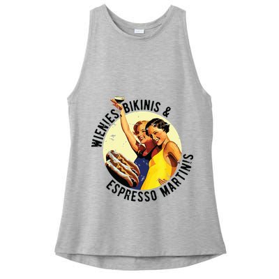 Fun Girl Summer Essentials Wienies Bikinis Espresso Martinis Ladies PosiCharge Tri-Blend Wicking Tank