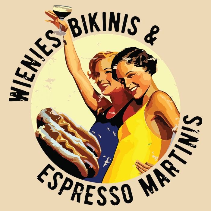 Fun Girl Summer Essentials Wienies Bikinis Espresso Martinis Drawstring Bag