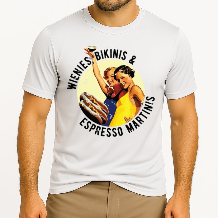 Fun Girl Summer Essentials Wienies Bikinis Espresso Martinis Cooling Performance Crew T-Shirt
