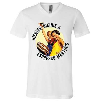 Fun Girl Summer Essentials Wienies Bikinis Espresso Martinis V-Neck T-Shirt
