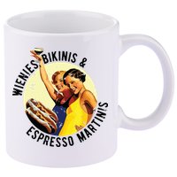 Fun Girl Summer Essentials Wienies Bikinis Espresso Martinis 11oz C Handle Ceramic Mug