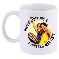Fun Girl Summer Essentials Wienies Bikinis Espresso Martinis 11oz C Handle Ceramic Mug