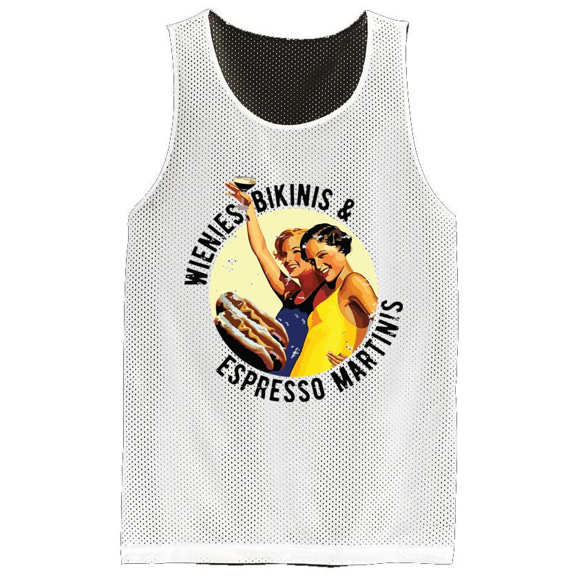 Fun Girl Summer Essentials Wienies Bikinis Espresso Martinis Mesh Reversible Basketball Jersey Tank