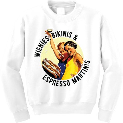 Fun Girl Summer Essentials Wienies Bikinis Espresso Martinis Kids Sweatshirt