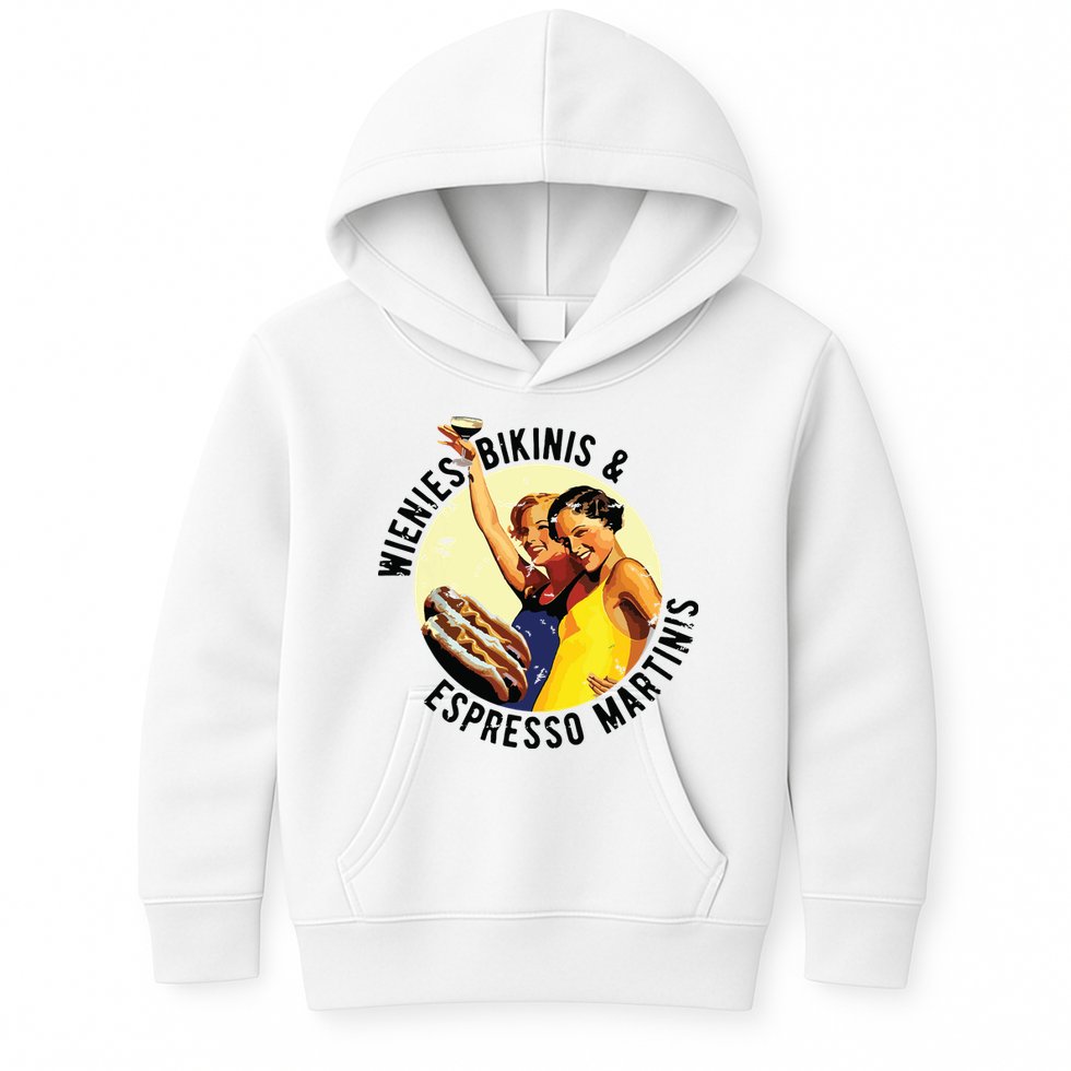 Fun Girl Summer Essentials Wienies Bikinis Espresso Martinis Kids Hoodie