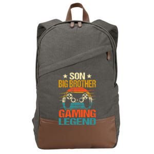 Funny Gamer Son Big Brother Gaming Legend Gift Boys Teens Cotton Canvas Backpack