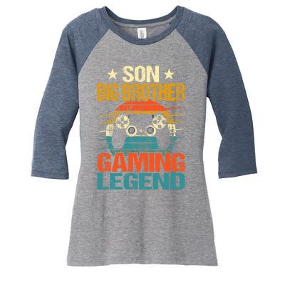 Funny Gamer Son Big Brother Gaming Legend Gift Boys Teens Women's Tri-Blend 3/4-Sleeve Raglan Shirt