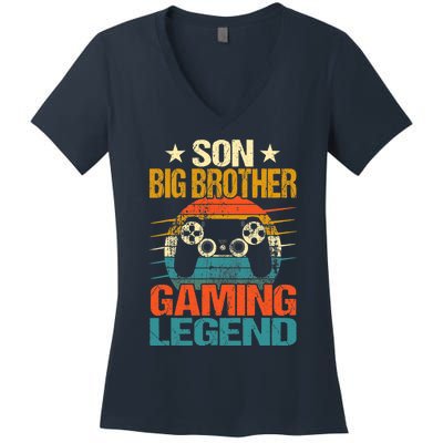 Funny Gamer Son Big Brother Gaming Legend Gift Boys Teens Women's V-Neck T-Shirt