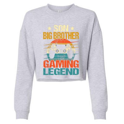 Funny Gamer Son Big Brother Gaming Legend Gift Boys Teens Cropped Pullover Crew