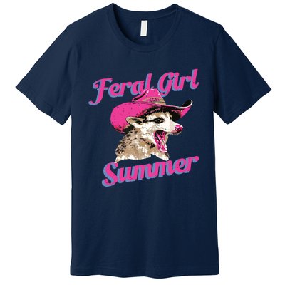 Feral Girl Summer Retro Possum Meme Premium T-Shirt