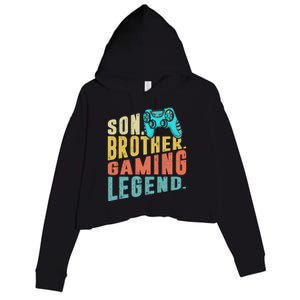 Funny Gamer Son Big Brother Gaming Legend Gift Crop Fleece Hoodie