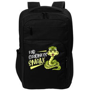 For Goodness Snake Funny Ball Python Joke Pun Reptile Lizard Impact Tech Backpack