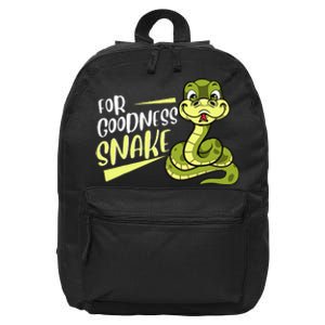 For Goodness Snake Funny Ball Python Joke Pun Reptile Lizard 16 in Basic Backpack