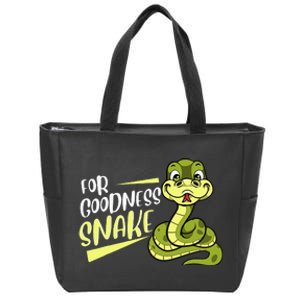 For Goodness Snake Funny Ball Python Joke Pun Reptile Lizard Zip Tote Bag