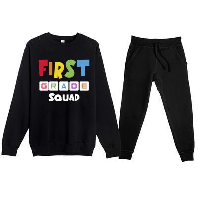 First Grade Squad Team 1St Grade Teacher Gift Premium Crewneck Sweatsuit Set