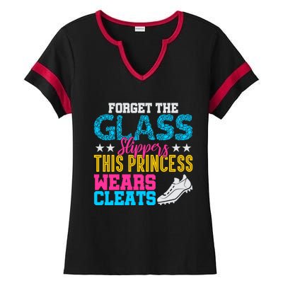 Forget Glass Slippers Princess Wears Cleats Soccer Softball Cute Gift Ladies Halftime Notch Neck Tee