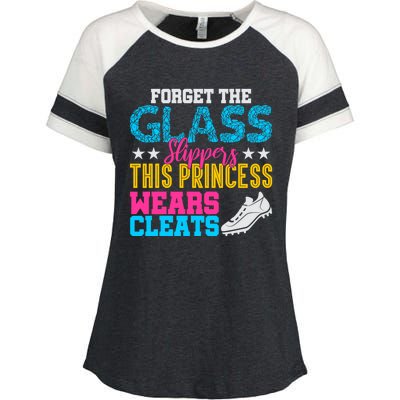 Forget Glass Slippers Princess Wears Cleats Soccer Softball Cute Gift Enza Ladies Jersey Colorblock Tee