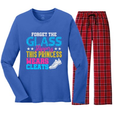 Forget Glass Slippers Princess Wears Cleats Soccer Softball Cute Gift Women's Long Sleeve Flannel Pajama Set 