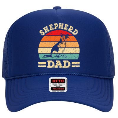 Funny German Shepherd Dad Print Dog Vintage Retro High Crown Mesh Back Trucker Hat