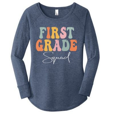 First Grade Squad Retro Groovy Vintage First Day Of School Women's Perfect Tri Tunic Long Sleeve Shirt