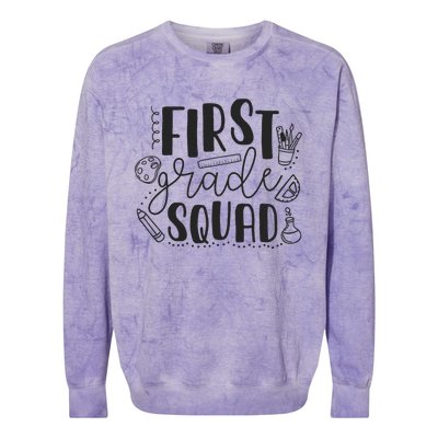 First Grade Squad Teacher Colorblast Crewneck Sweatshirt