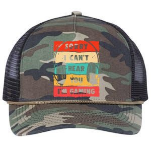 Funny Gamer Sorry I Can't Hear You I'm Gaming Retro Rope Trucker Hat Cap