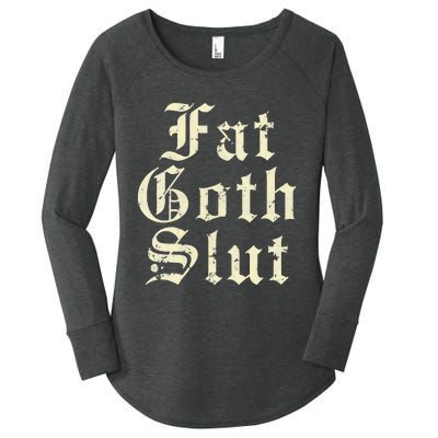 Fat Goth Slut Stylized Big White Font Women's Perfect Tri Tunic Long Sleeve Shirt